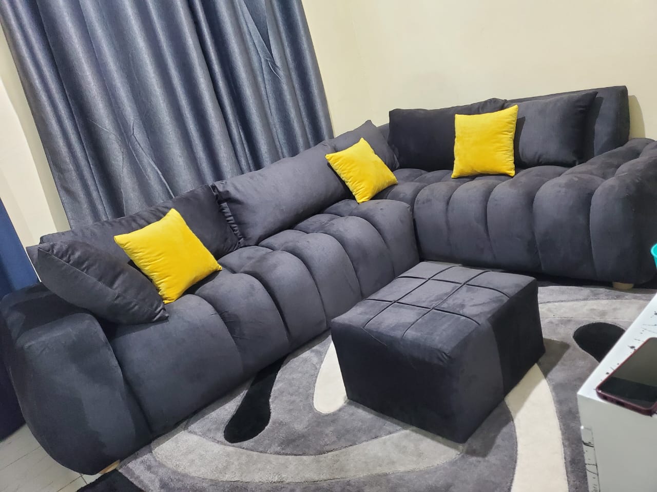 L Shape Grey Bubble Sofa - Image 2