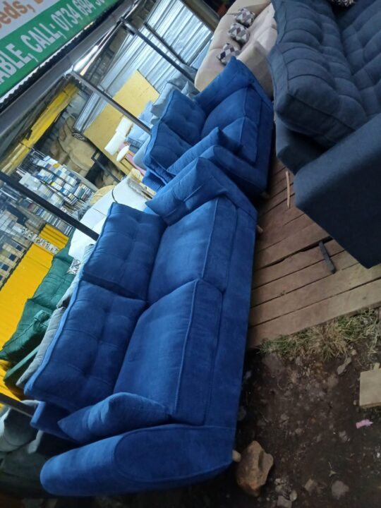 5 Seater (3+2) Blue Bubble Fabric Seat with Footrest
