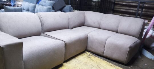 6 Seater L-Shaped Beige Bubble Seat with Footrest
