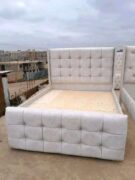 4×6 White Chester Bed with Square Box Headboard & Back Board