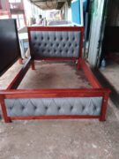 4×6 Grey Mocket Bed with Covered Button Detailing